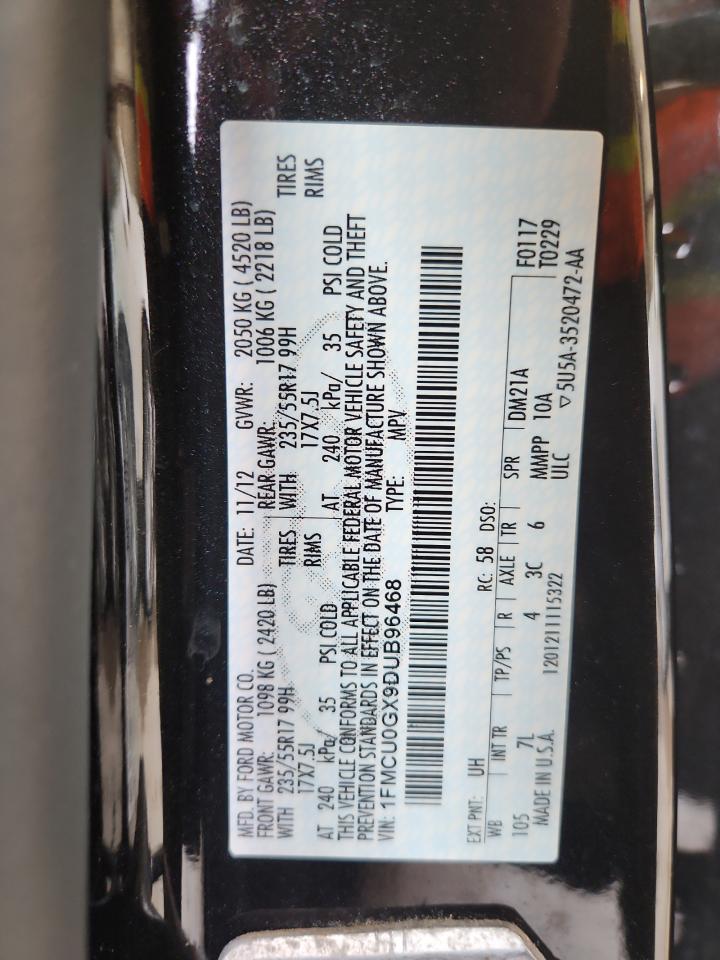 2013 Ford Escape Se VIN: 1FMCU0GX9DUB96468 Lot: 83832995