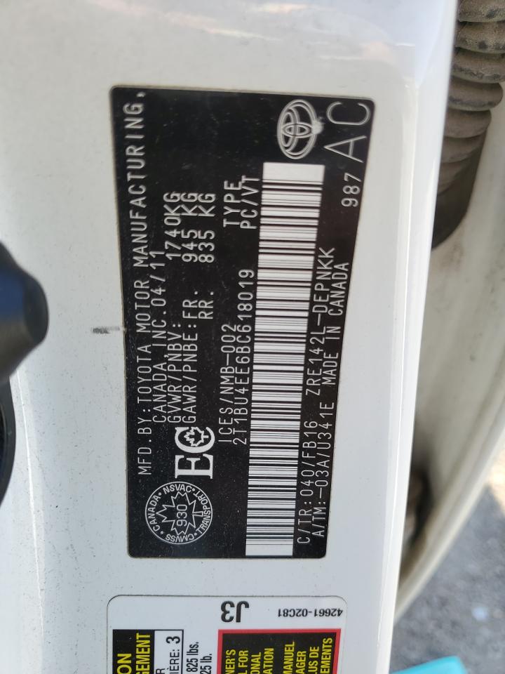 2011 Toyota Corolla Base VIN: 2T1BU4EE6BC618019 Lot: 80071995