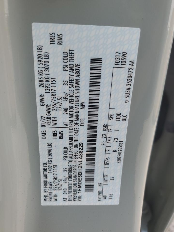 2022 Ford Bronco Base VIN: 1FMDE5BH2NLA88229 Lot: 71161635