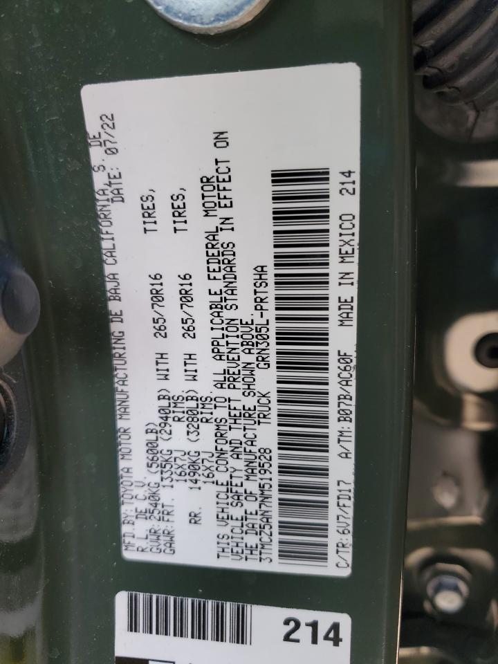 2022 Toyota Tacoma Double Cab VIN: 3TMCZ5AN7NM519528 Lot: 84897605