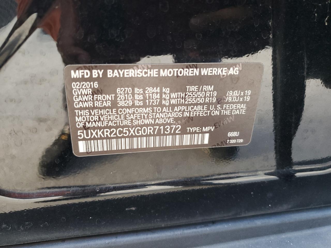 2016 BMW X5 Sdrive35I VIN: 5UXKR2C5XG0R71372 Lot: 71577535