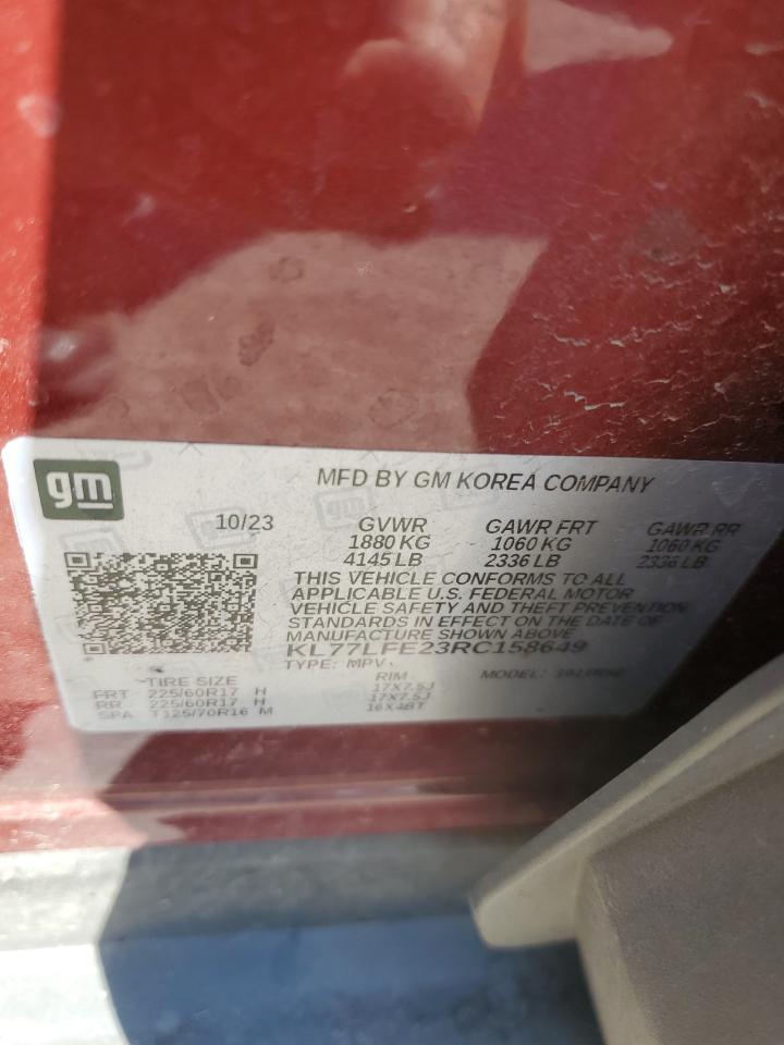 2024 Chevrolet Trax Ls VIN: KL77LFE23RC158649 Lot: 80880965