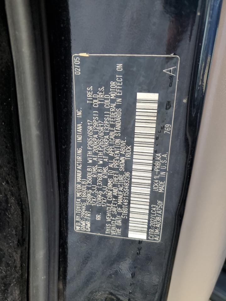 2005 Toyota Tundra Double Cab Limited VIN: 5TBDT48115S483296 Lot: 80105825