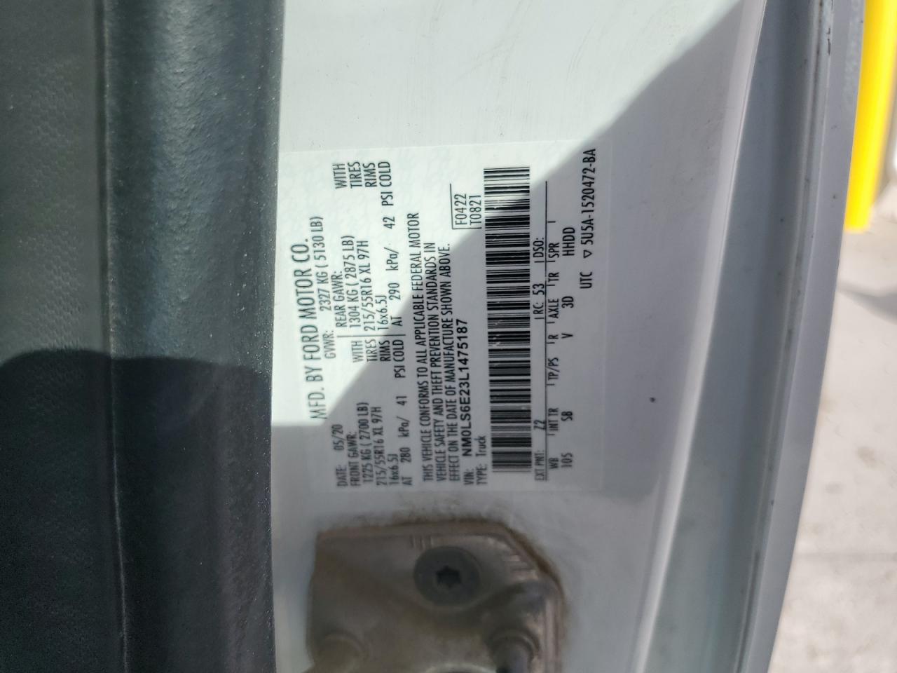 2020 Ford Transit Connect Xl VIN: NM0LS6E23L1475187 Lot: 80310625