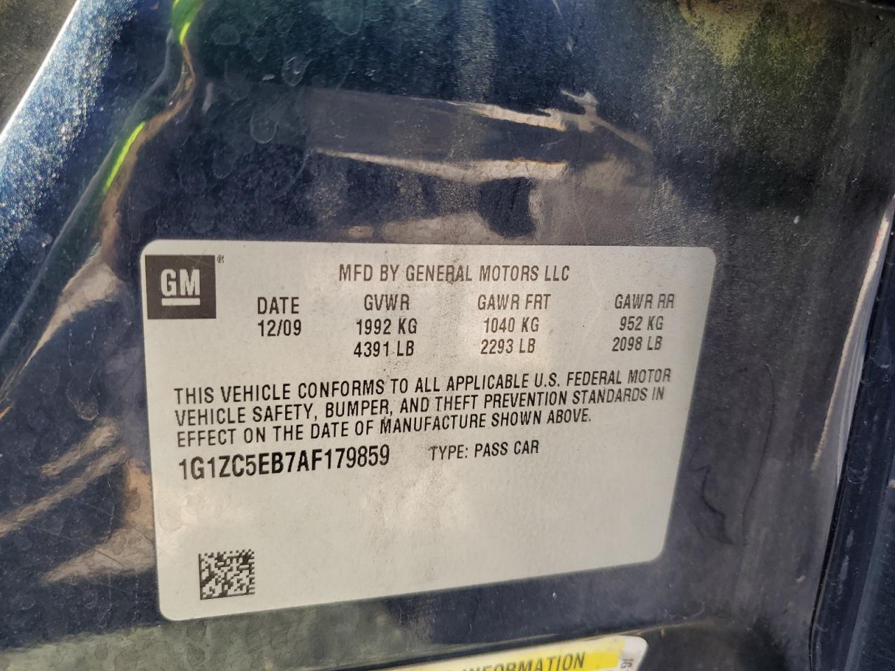 2010 Chevrolet Malibu 1Lt VIN: 1G1ZC5EB7AF179859 Lot: 81455025