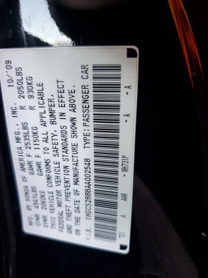 2010 Honda Accord Exl VIN: 1HGCS2B88AA002548 Lot: 82177245