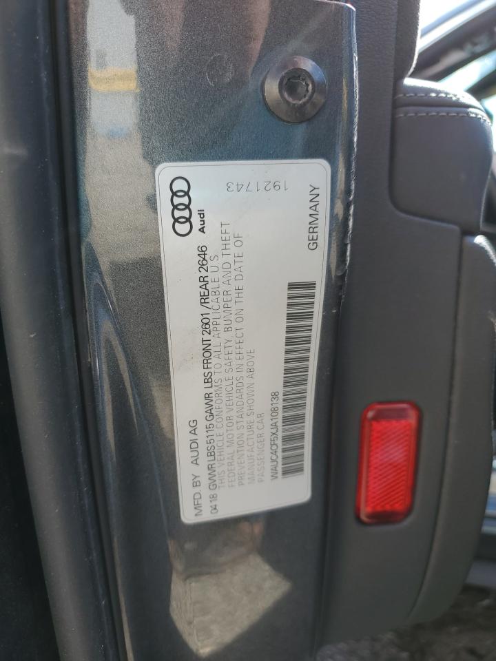 2018 Audi S5 Prestige VIN: WAUC4CF5XJA108138 Lot: 84032185