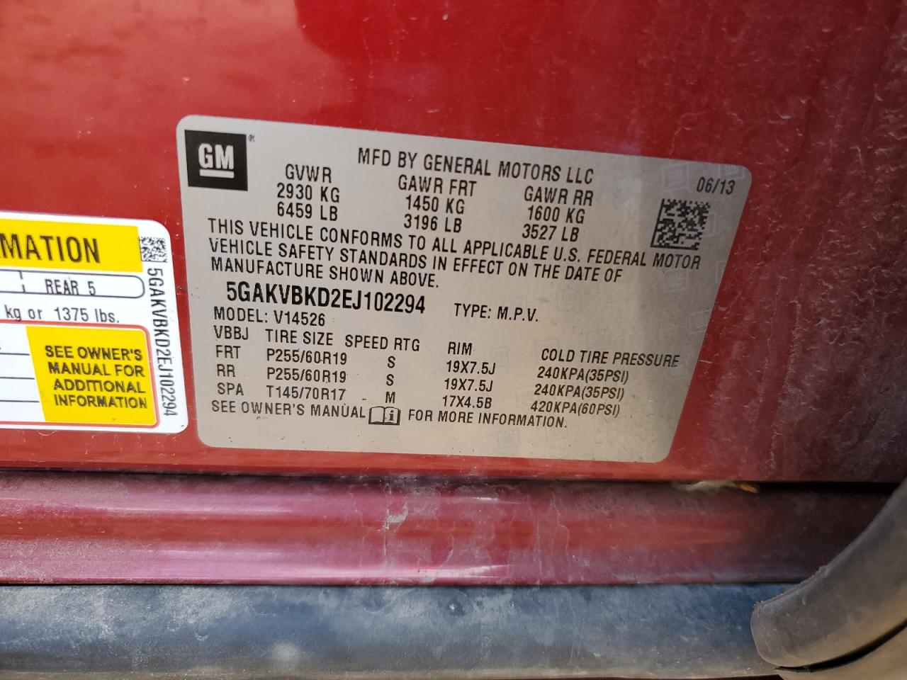 2014 Buick Enclave VIN: 5GAKVBKD2EJ102294 Lot: 81523145