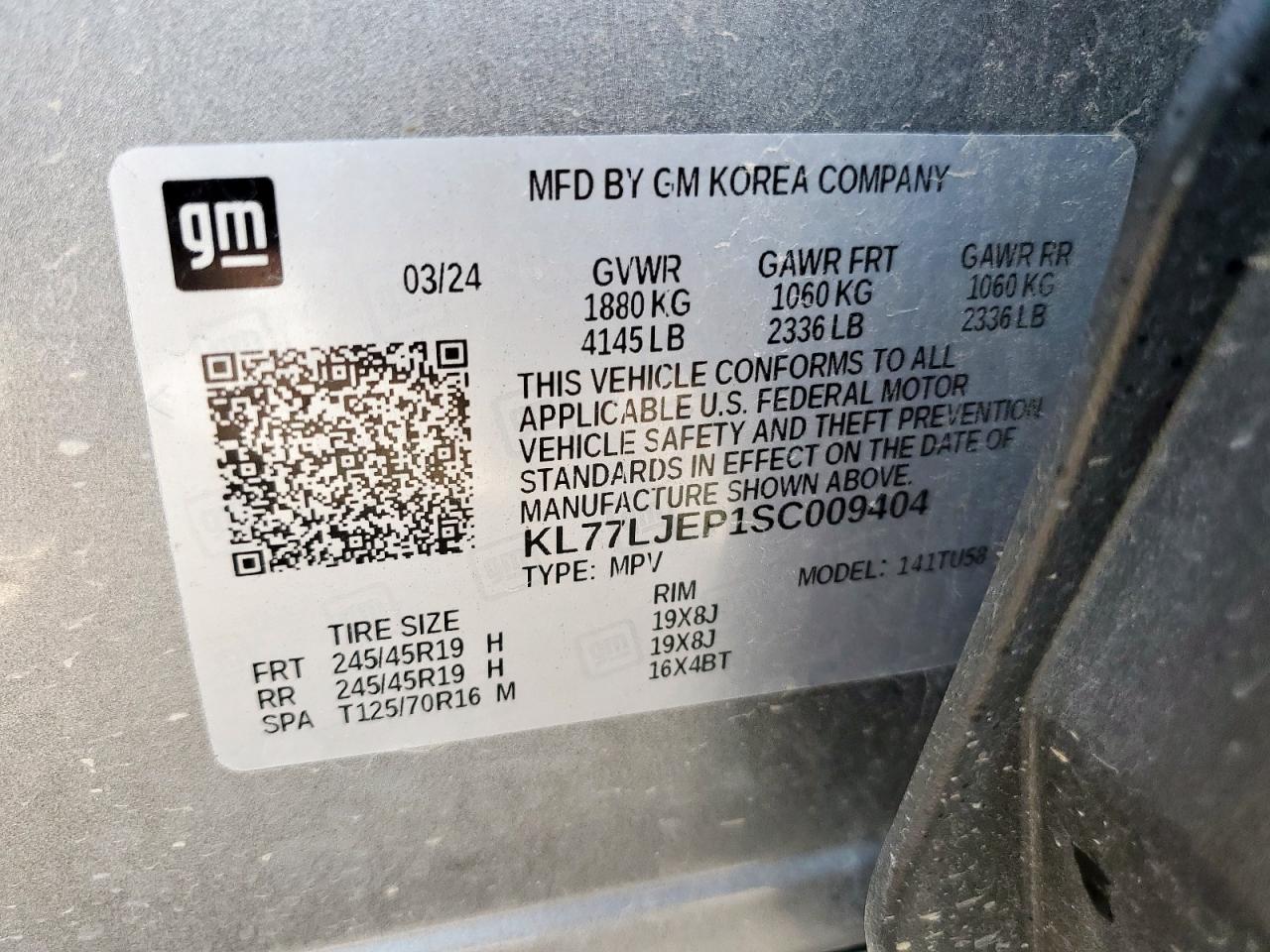 2025 Chevrolet Trax 2Rs VIN: KL77LJEP1SC009404 Lot: 71652615