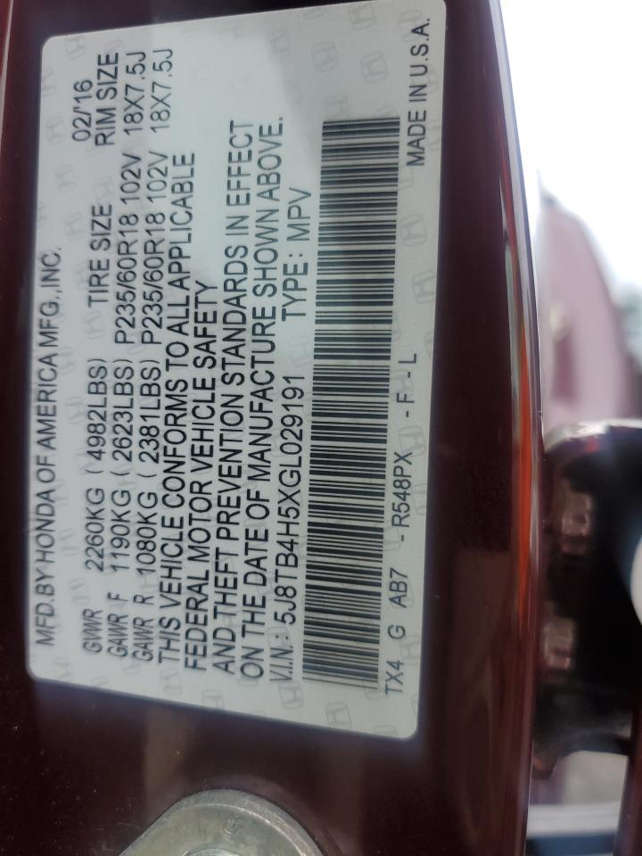 2016 Acura Rdx Technology VIN: 5J8TB4H5XGL029191 Lot: 84404635