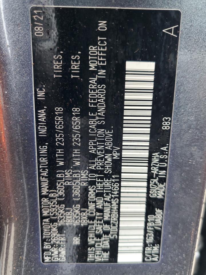 2021 Toyota Highlander L VIN: 5TDCZRBH4MS146611 Lot: 80259225