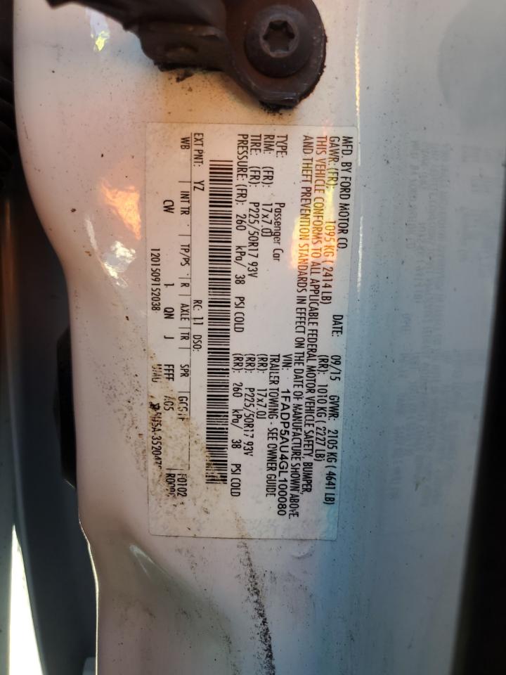 2016 Ford C-Max Se VIN: 1FADP5AU4GL100080 Lot: 70836625