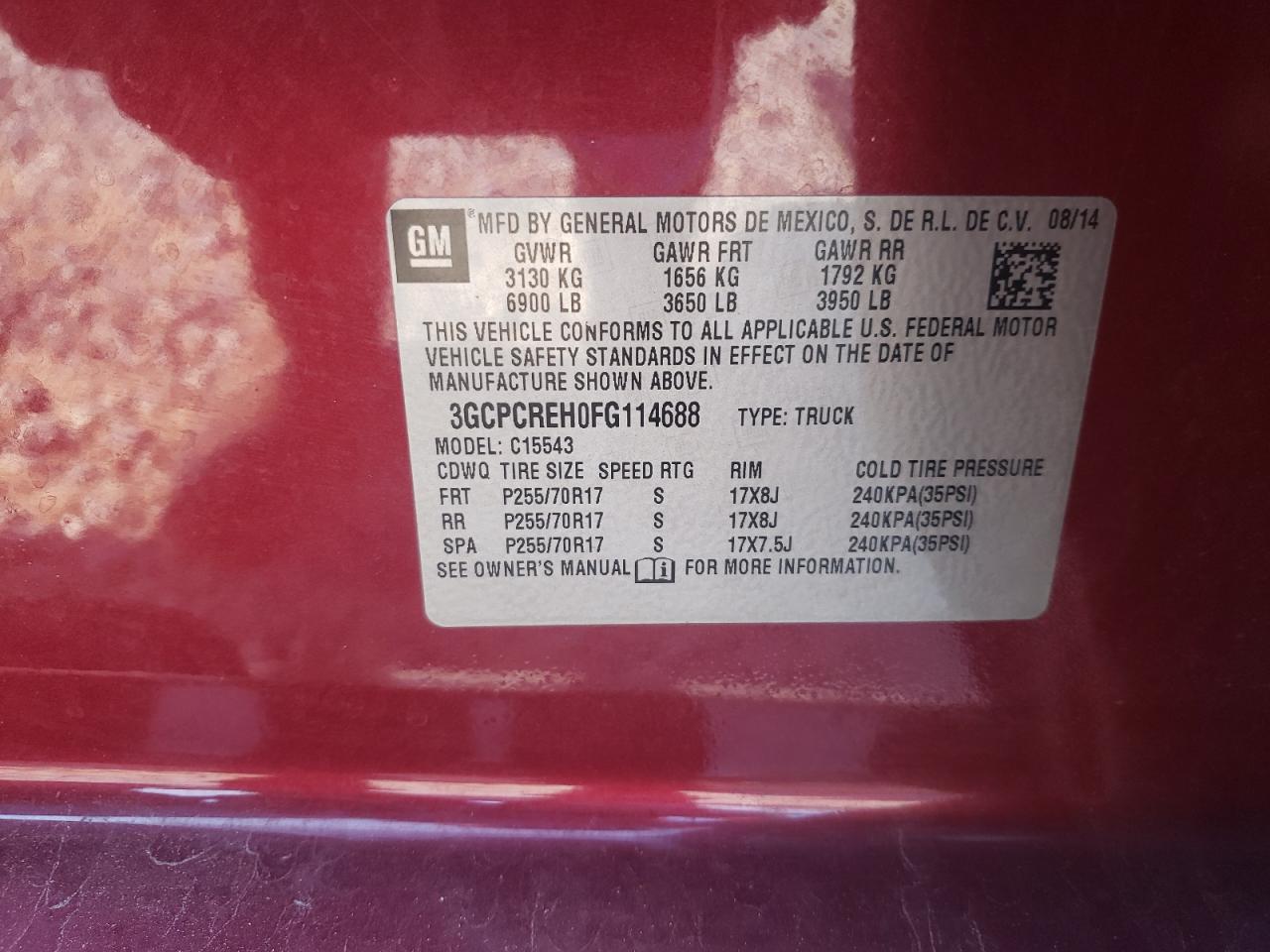 2015 Chevrolet Silverado C1500 Lt VIN: 3GCPCREH0FG114688 Lot: 71409165
