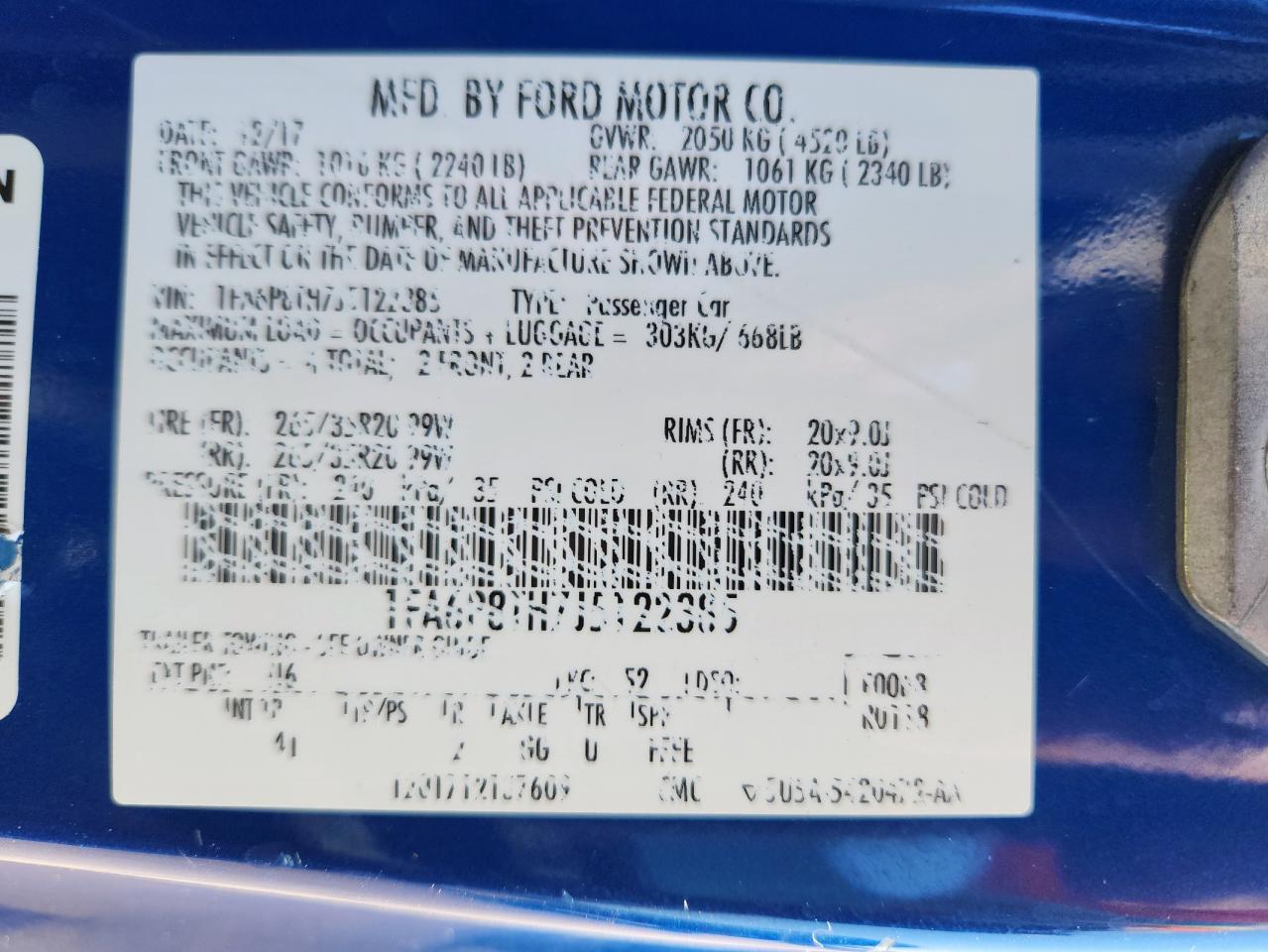 2018 Ford Mustang VIN: 1FA6P8TH7J5122385 Lot: 80336145