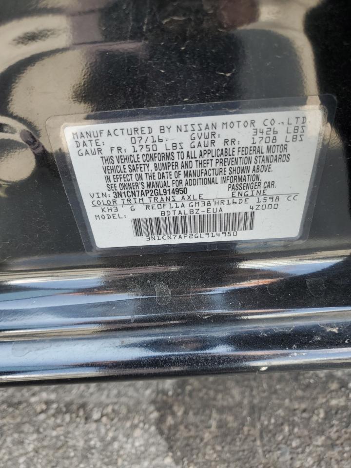 2016 Nissan Versa S VIN: 3N1CN7AP2GL914950 Lot: 80666925