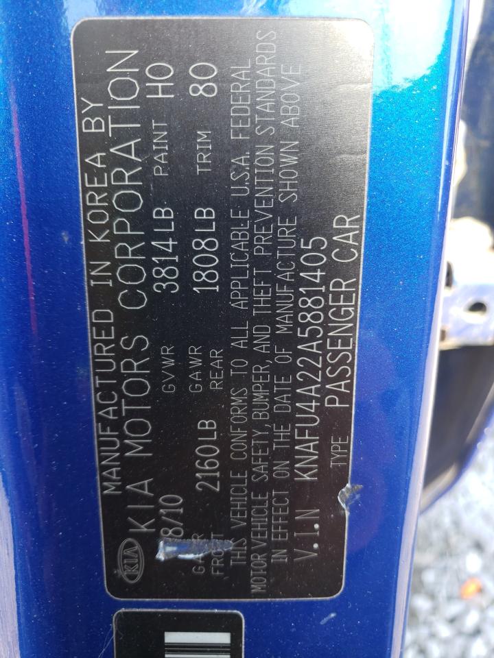 2010 Kia Forte Ex VIN: KNAFU4A22A5881405 Lot: 81100805