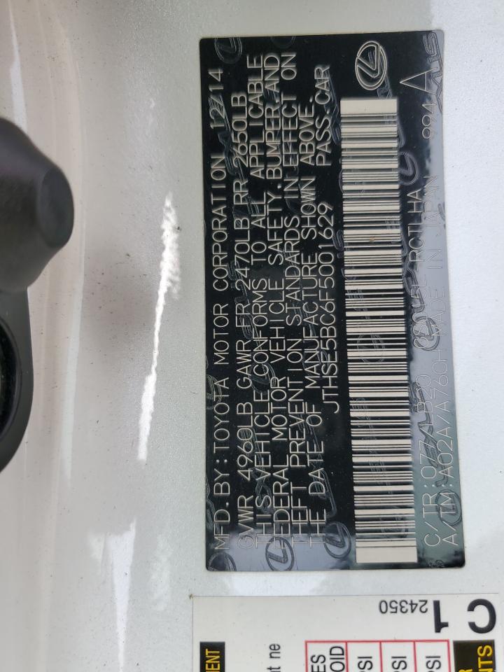 2015 Lexus Rc 350 VIN: JTHSE5BC6F5001629 Lot: 81794665