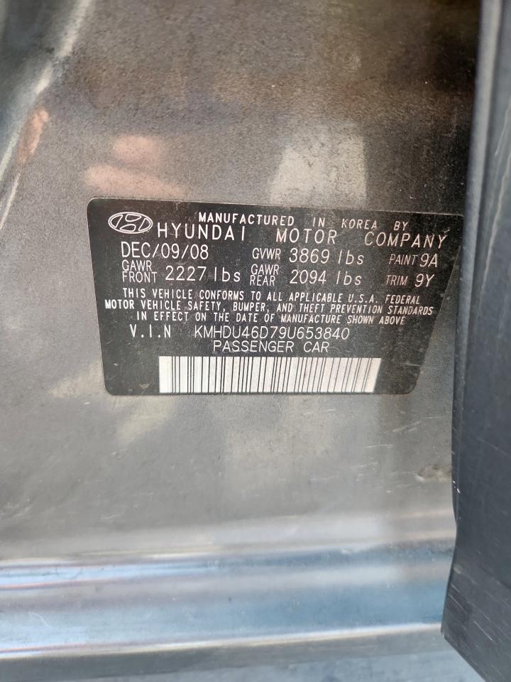 2009 Hyundai Elantra Gls VIN: KMHDU46D79U653840 Lot: 81508385