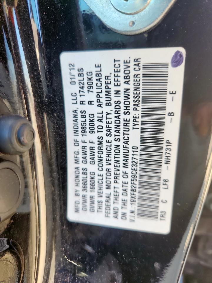 2012 Honda Civic Lx VIN: 19XFB2F59CE327110 Lot: 81876855