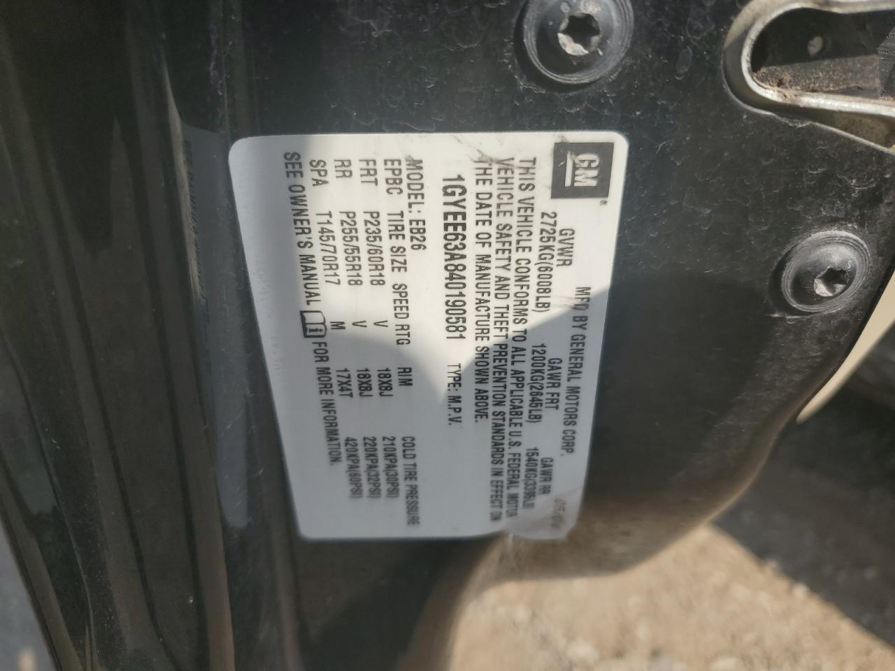 2004 Cadillac Srx VIN: 1GYEE63A840190581 Lot: 71471195