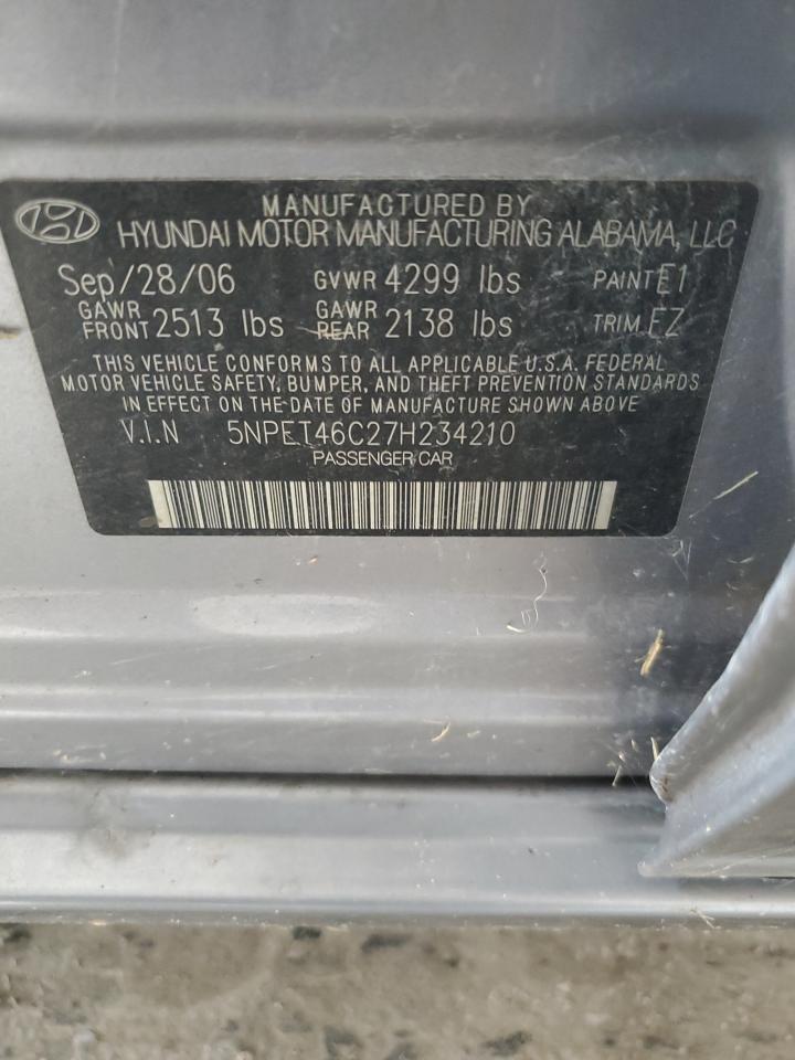 2007 Hyundai Sonata Gls VIN: 5NPET46C27H234210 Lot: 81246385