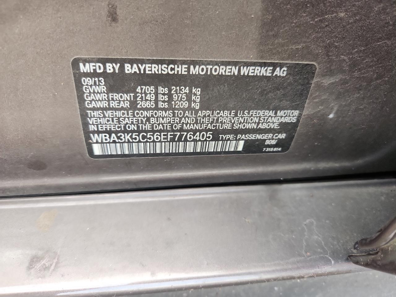 2014 BMW 328 D xDrive VIN: WBA3K5C56EF776405 Lot: 71128295