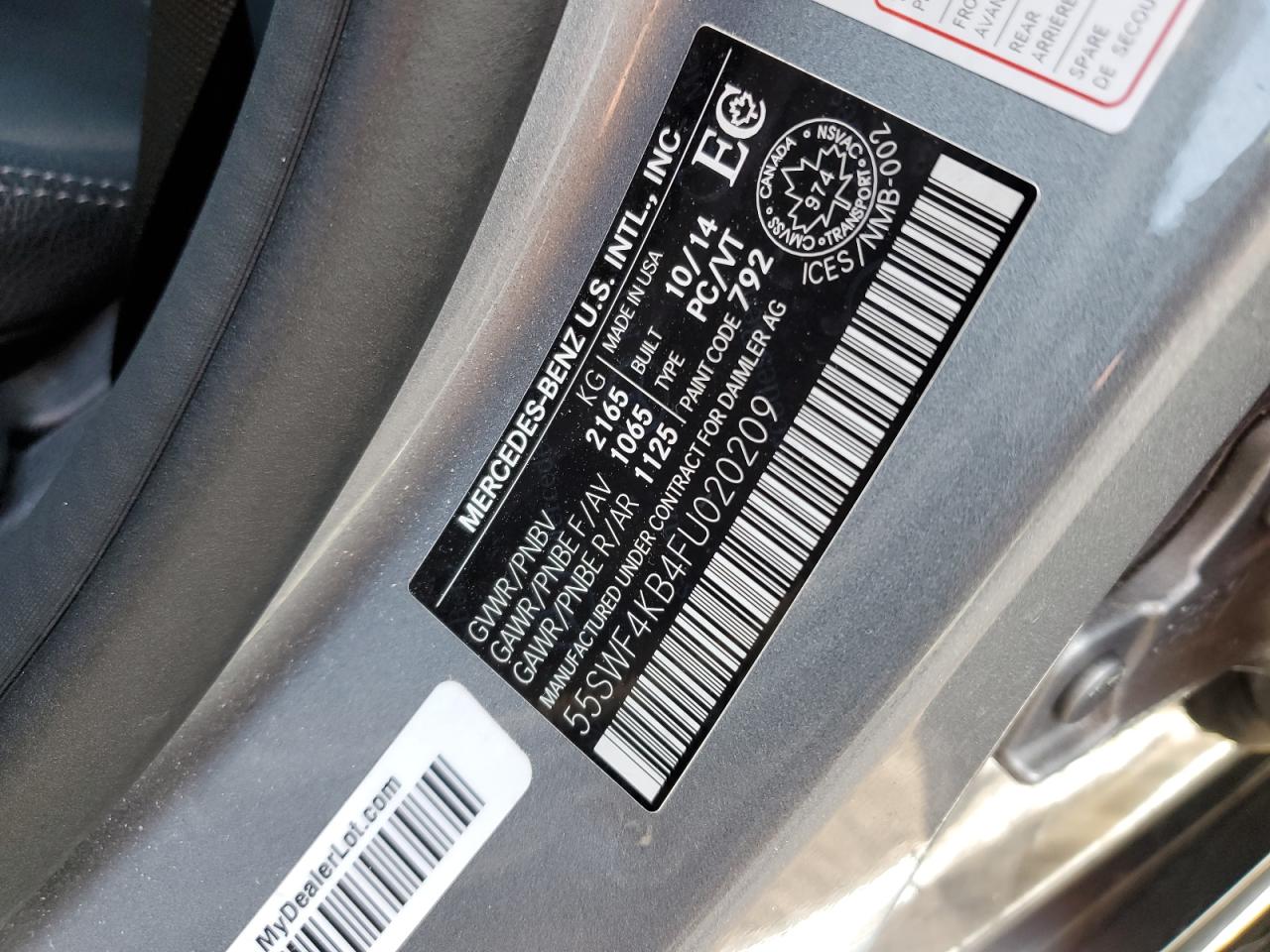 2015 Mercedes-Benz C 300 4Matic VIN: 55SWF4KB4FU020209 Lot: 70835535