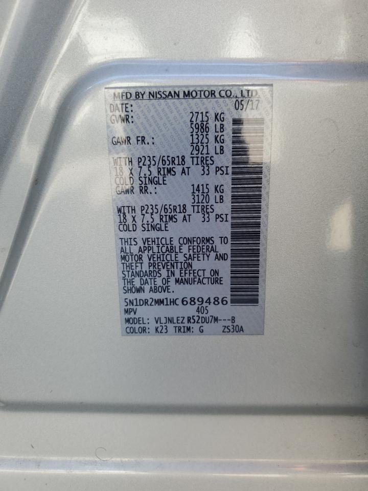 2017 Nissan Pathfinder S VIN: 5N1DR2MM1HC689486 Lot: 81481965