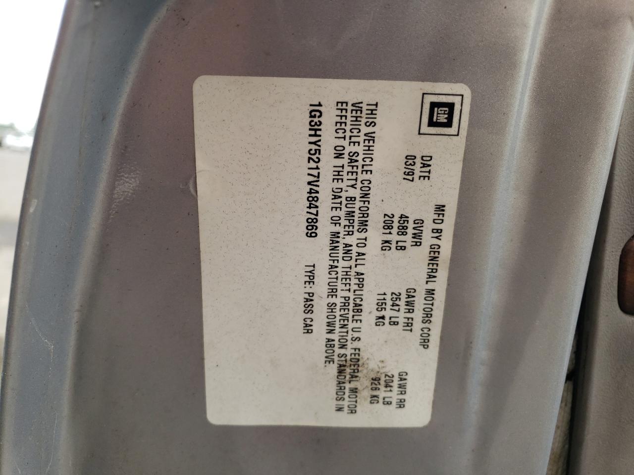 1997 Oldsmobile Lss VIN: 1G3HY5217V4847869 Lot: 70657485