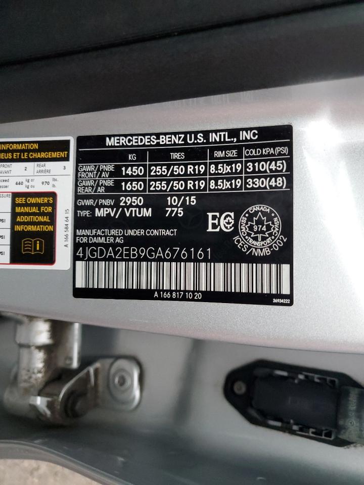 2016 Mercedes-Benz Gle 350D 4Matic VIN: 4JGDA2EB9GA676161 Lot: 81548525