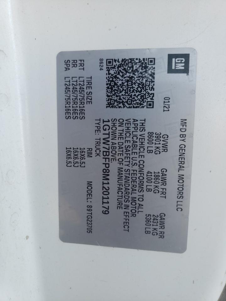 2021 GMC Savana G2500 Extended VIN: 1GTW7BFP8M1201179 Lot: 71177335