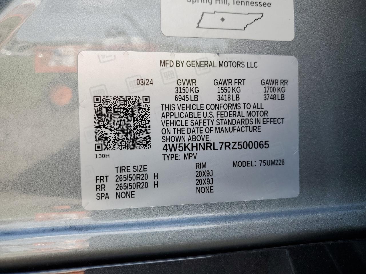 2024 Acura Zdx A-Spec VIN: 4W5KHNRL7RZ500065 Lot: 71508095