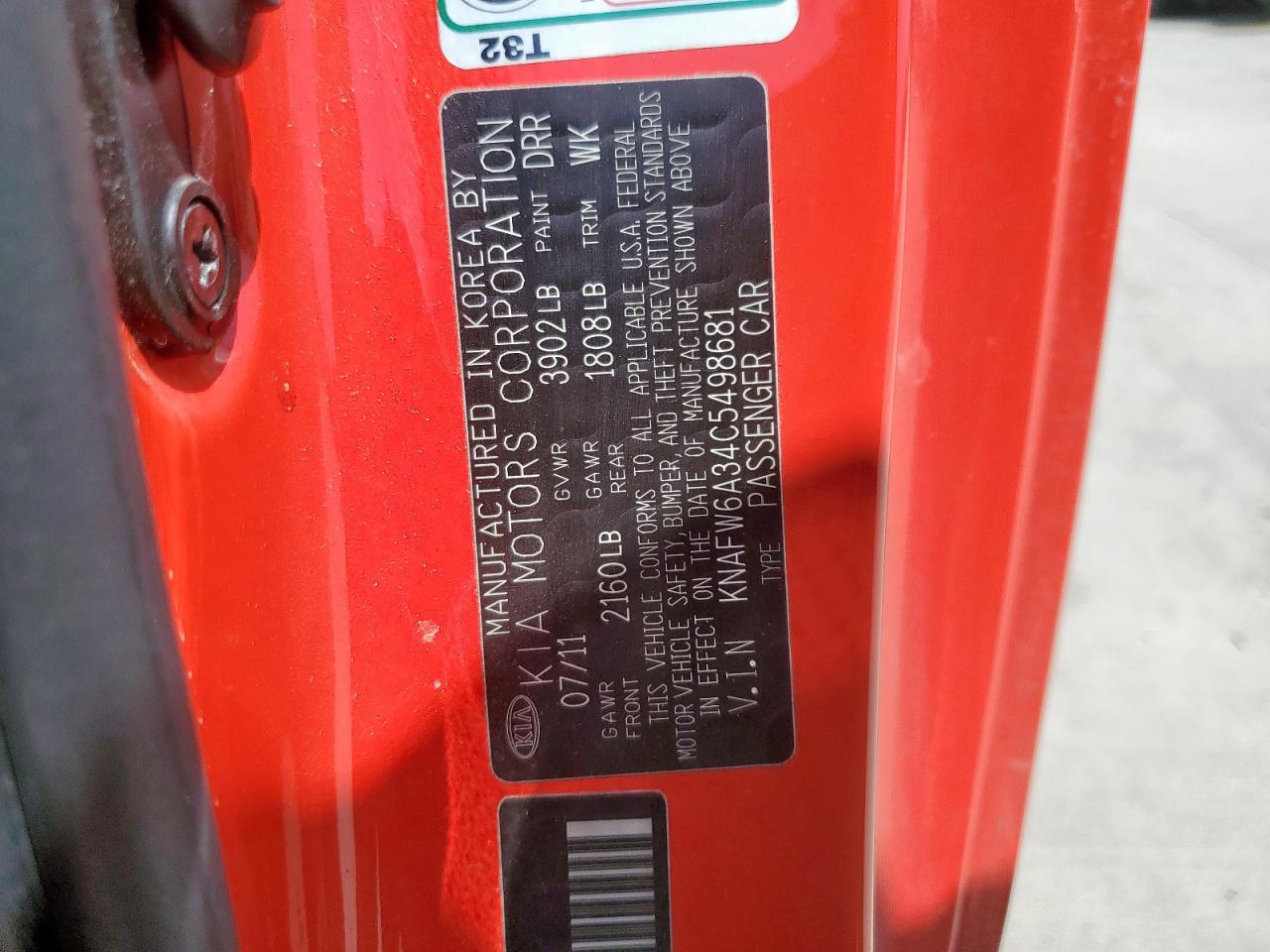 2012 Kia Forte Sx VIN: KNAFW6A34C5498681 Lot: 72077675