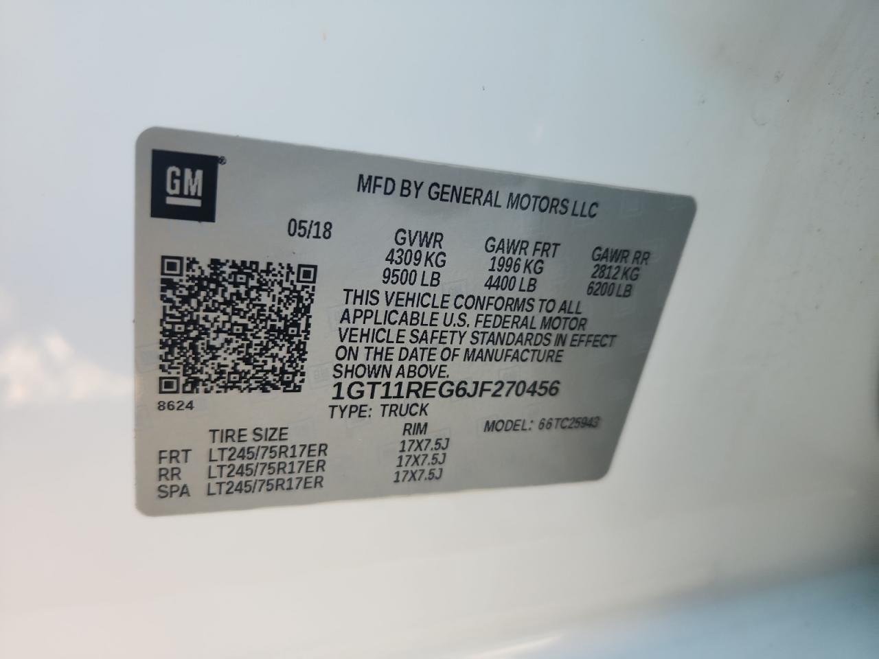 2018 GMC Sierra C2500 Heavy Duty VIN: 1GT11REG6JF270456 Lot: 80211615