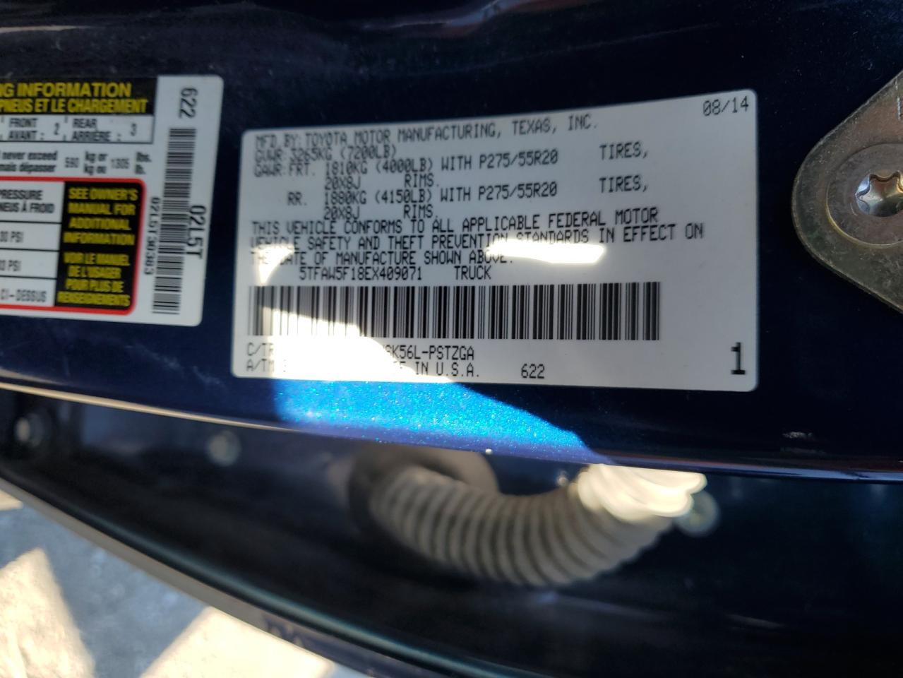 2014 Toyota Tundra Crewmax Platinum VIN: 5TFAW5F18EX409071 Lot: 81781195