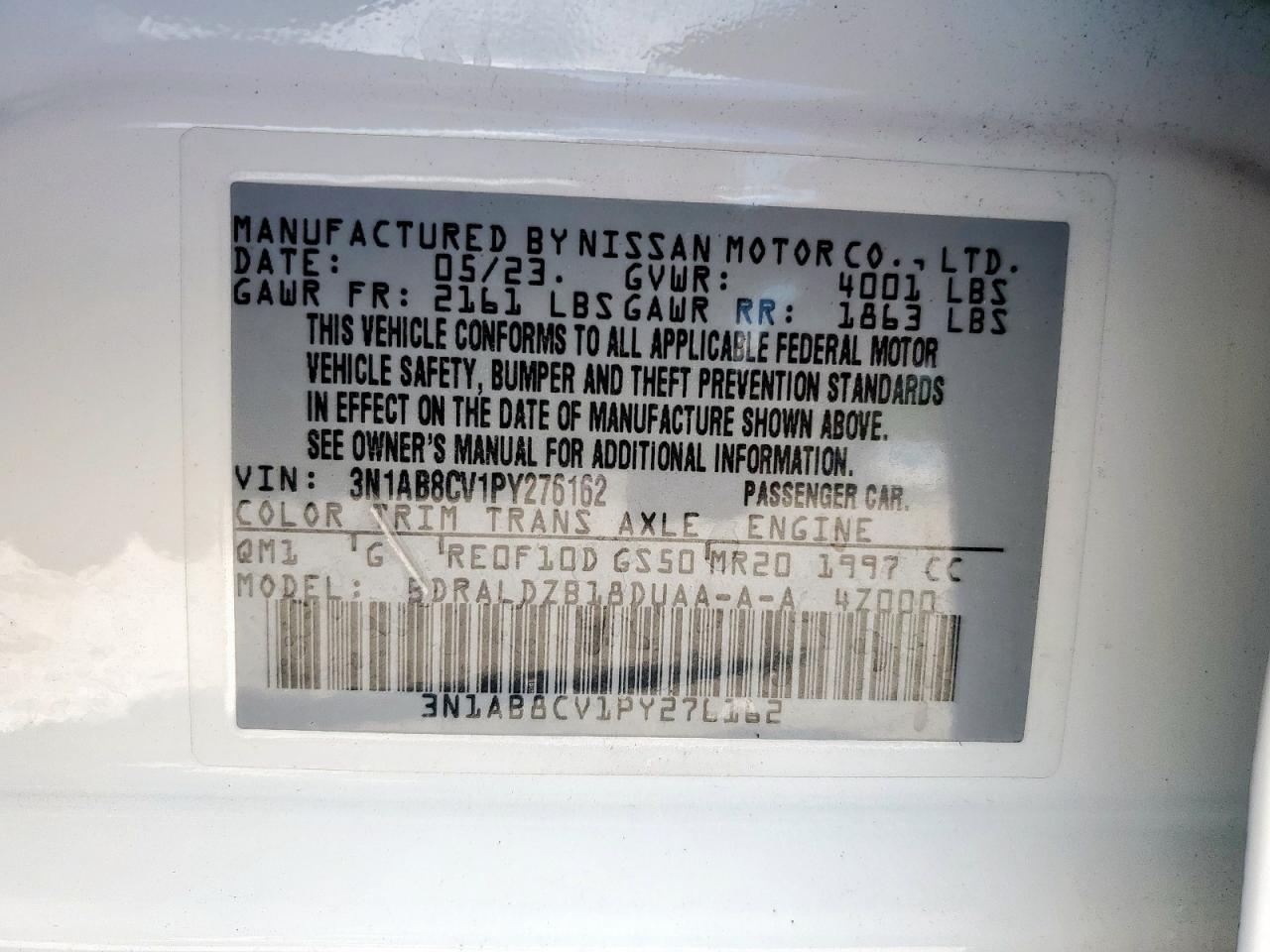 2023 Nissan Sentra Sv VIN: 3N1AB8CV1PY276162 Lot: 83803415