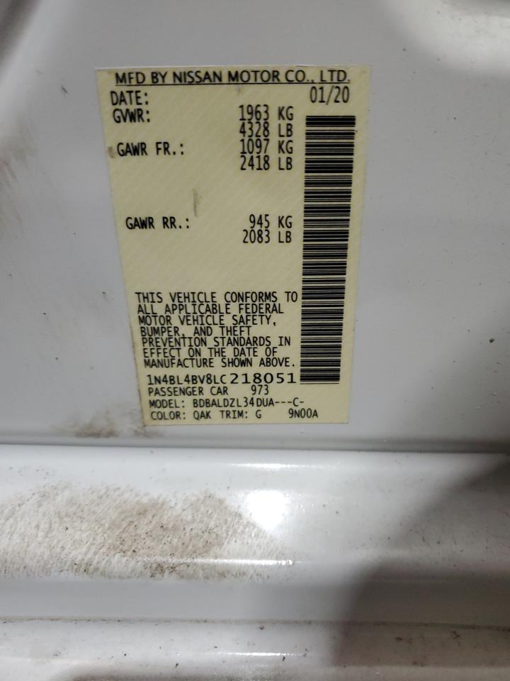 2020 Nissan Altima S VIN: 1N4BL4BV8LC218051 Lot: 81896005