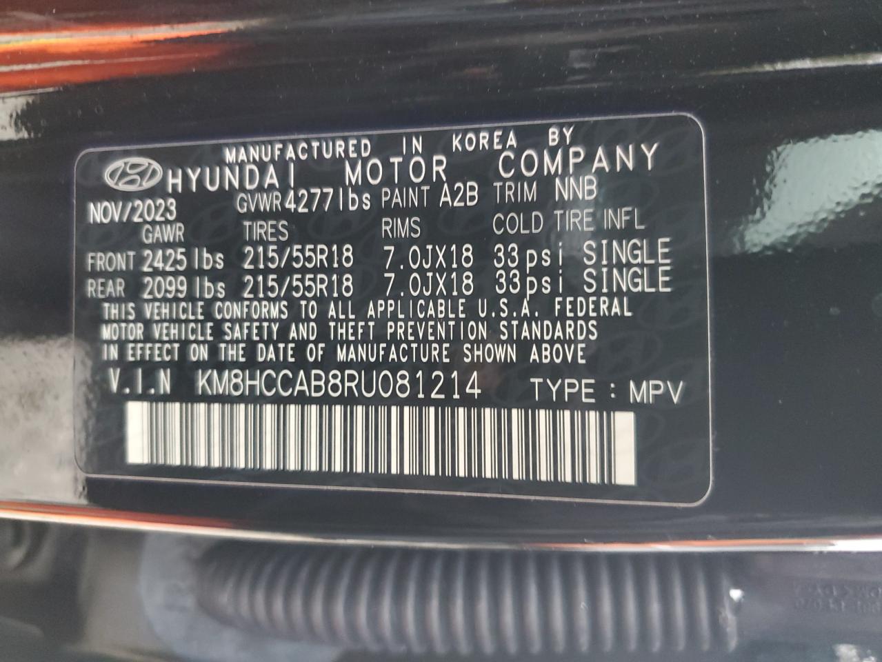 2024 Hyundai Kona Sel VIN: KM8HCCAB8RU081214 Lot: 81276355