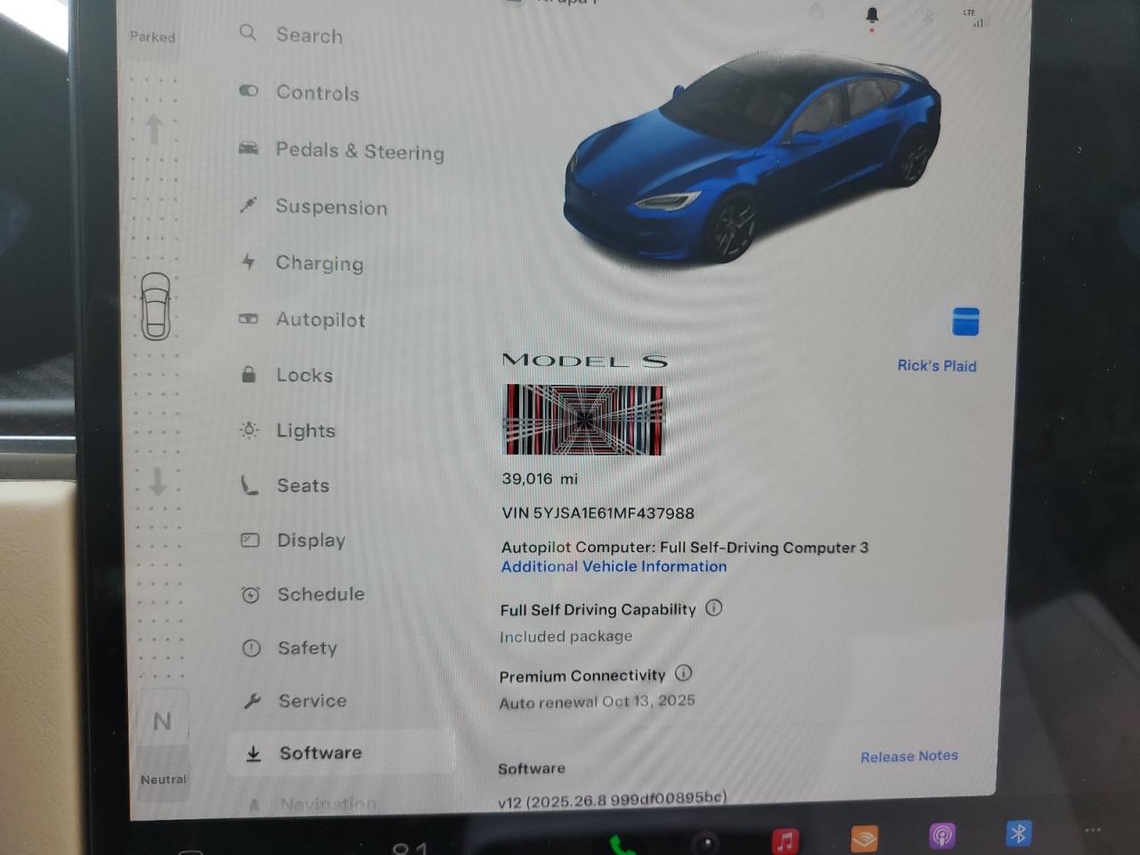 2021 Tesla Model S VIN: 5YJSA1E61MF437988 Lot: 81342725