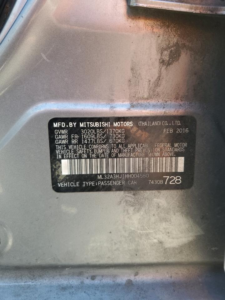 2017 Mitsubishi Mirage Es VIN: ML32A3HJ1HH004580 Lot: 81715985