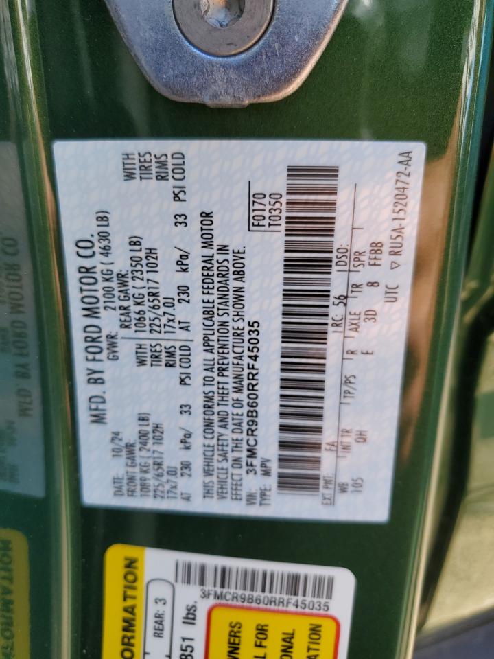 2024 Ford Bronco Sport Big Bend VIN: 3FMCR9B60RRF45035 Lot: 84302715