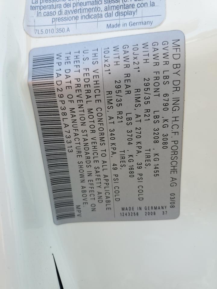 2008 Porsche Cayenne Gts VIN: WP1AD29P38LA73313 Lot: 85837705