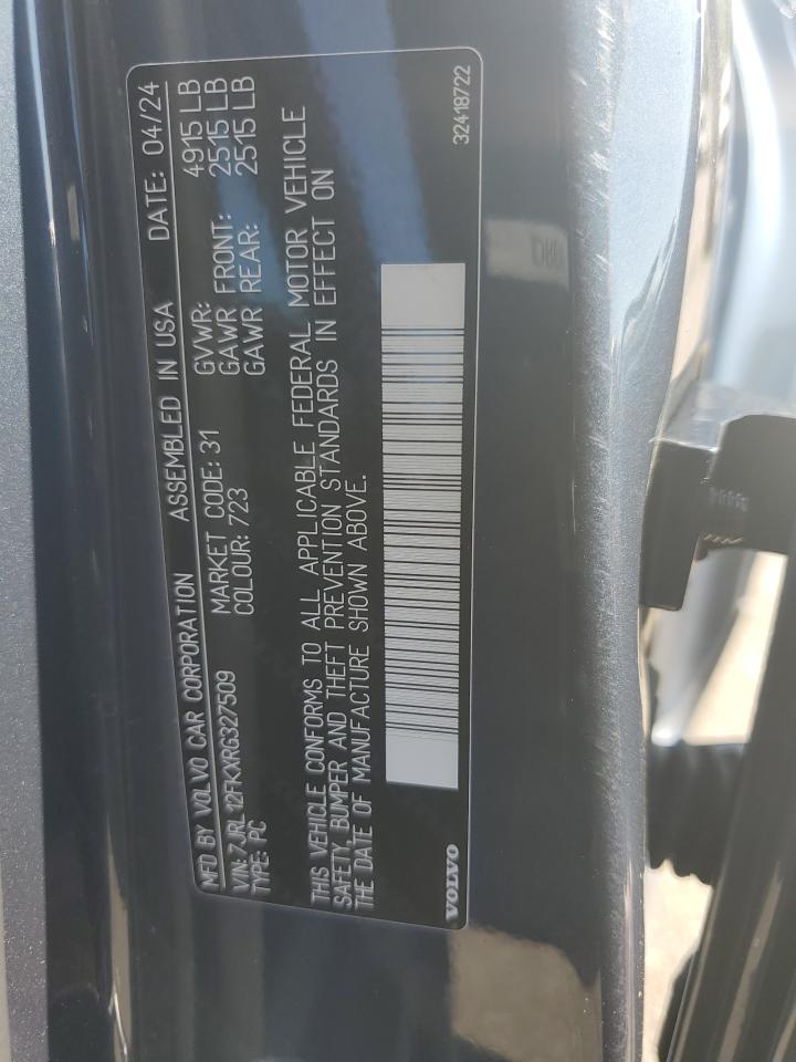 2024 Volvo S60 Core VIN: 7JRL12FKXRG327509 Lot: 81041565