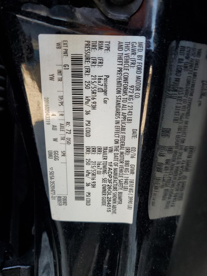 2016 Ford Focus Se VIN: 1FADP3F26GL284515 Lot: 80162355