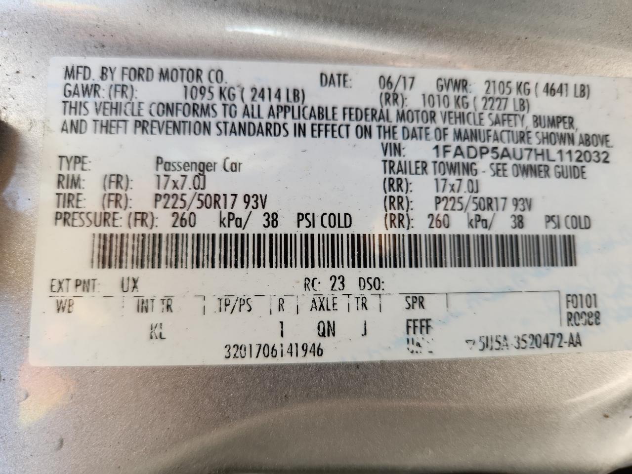 2017 Ford C-Max Se VIN: 1FADP5AU7HL112032 Lot: 80635225