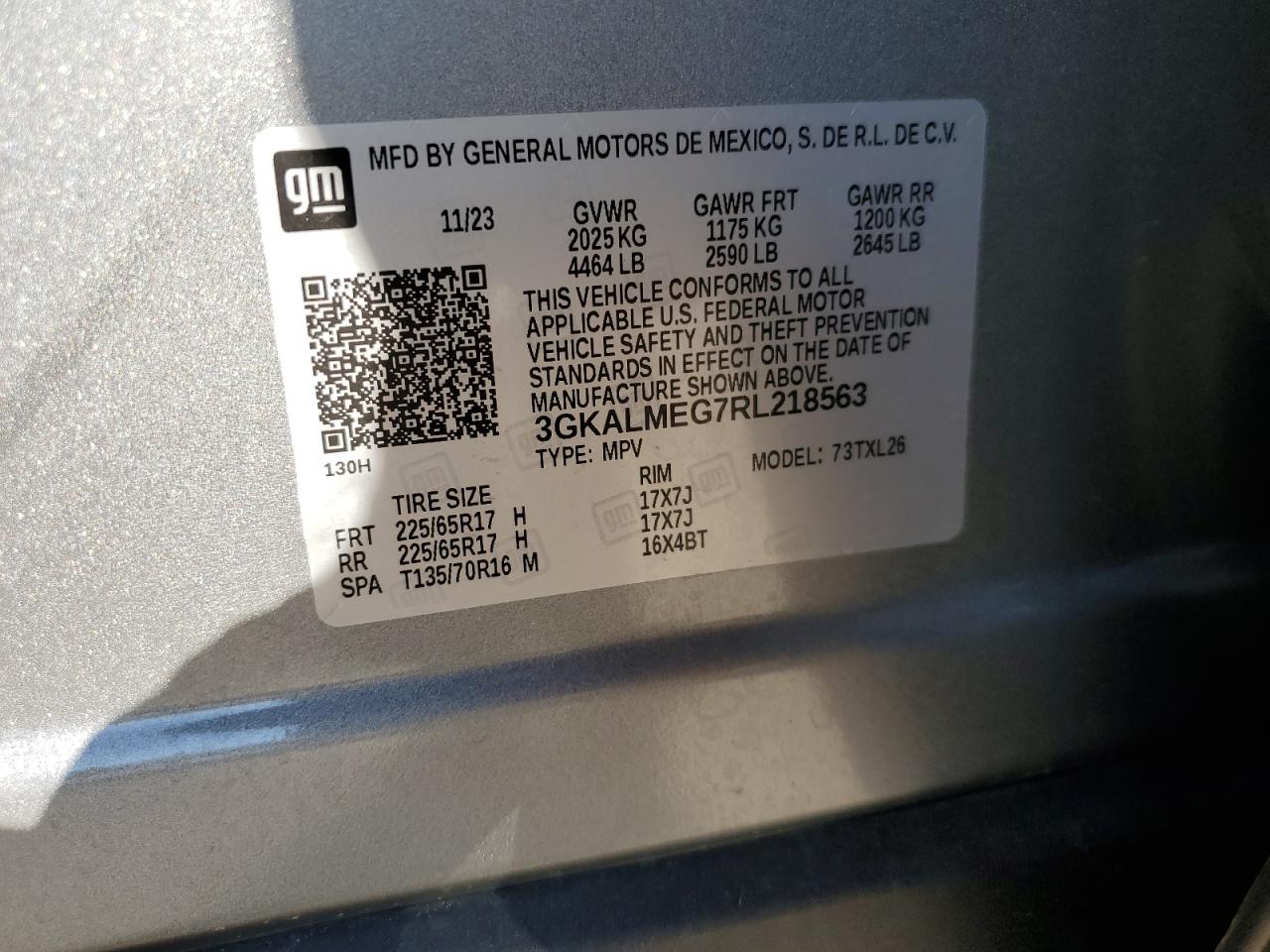 2024 GMC Terrain Sle VIN: 3GKALMEG7RL218563 Lot: 71503295