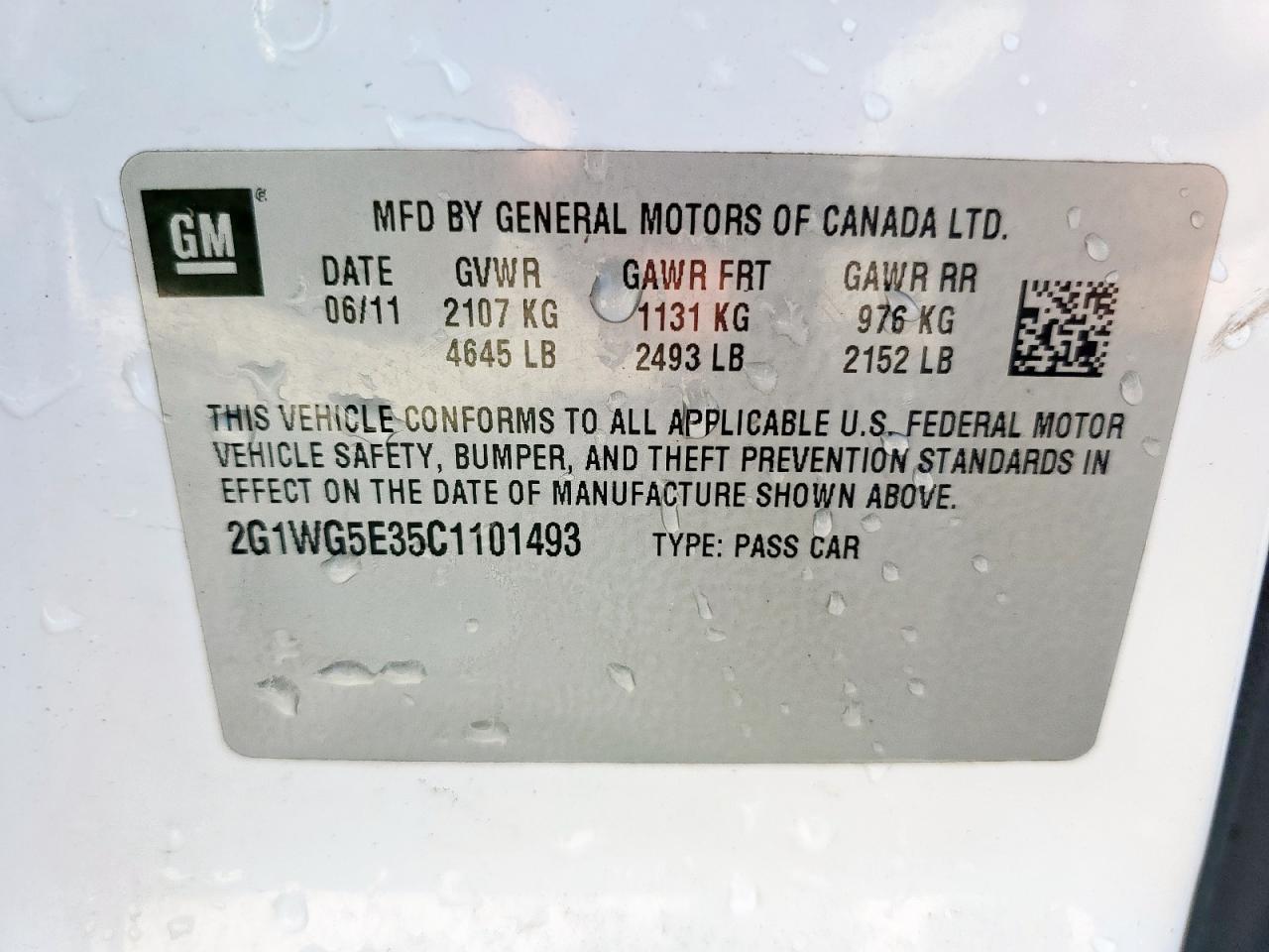 2012 Chevrolet Impala Lt VIN: 2G1WG5E35C1101493 Lot: 83981605