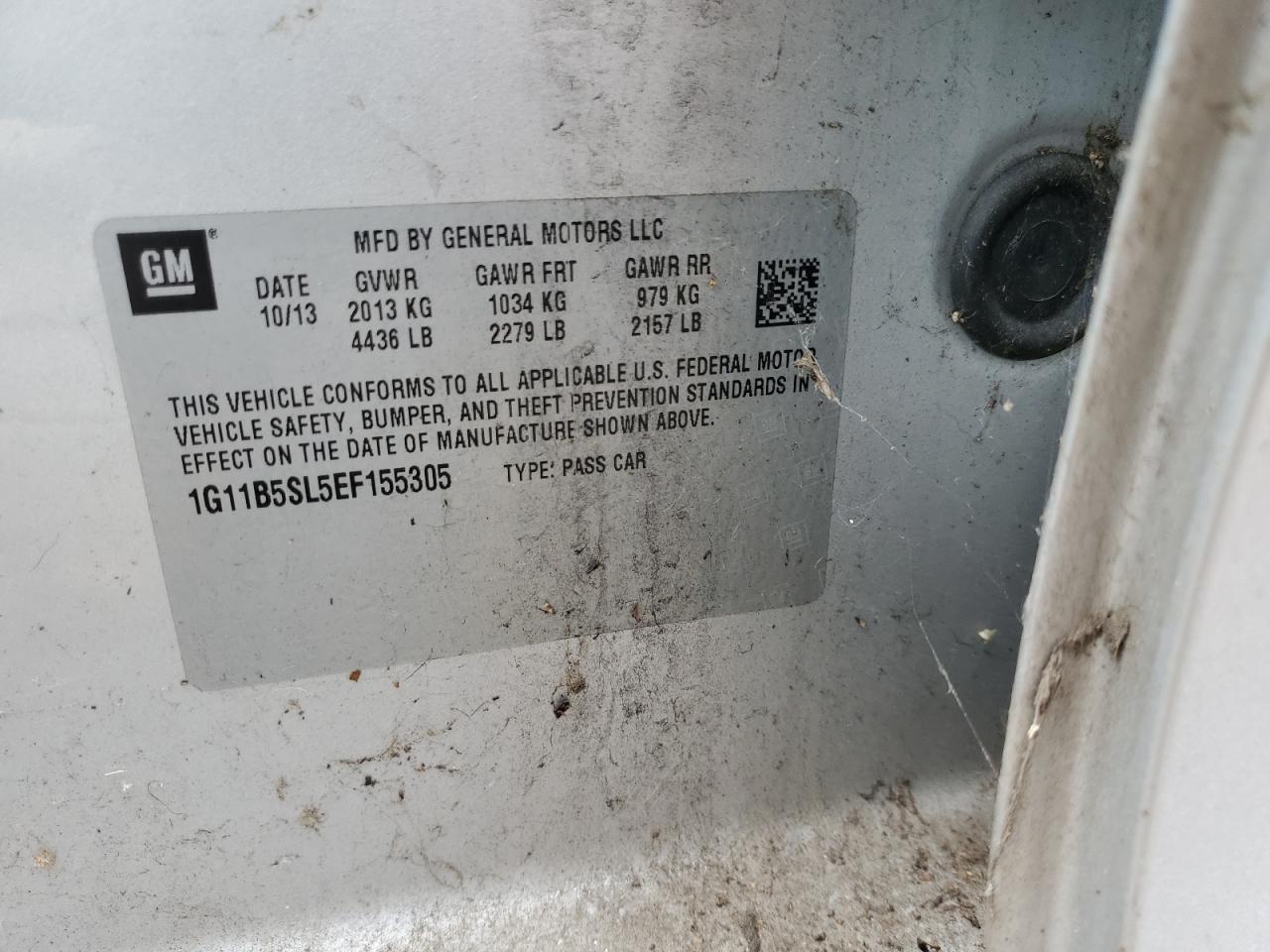 2014 Chevrolet Malibu Ls VIN: 1G11B5SL5EF155305 Lot: 71623215
