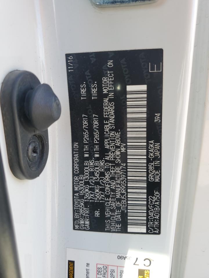 2016 Toyota 4Runner Sr5/Sr5 Premium VIN: JTEBU5JR9G5397174 Lot: 80895785