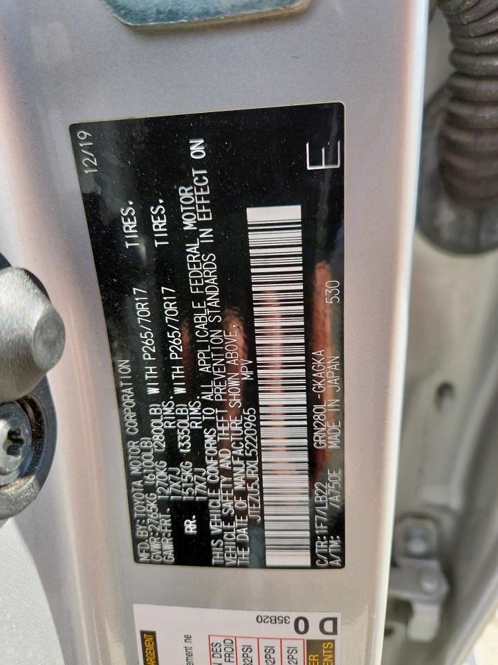 2020 Toyota 4Runner Sr5 VIN: JTEZU5JRXL5220965 Lot: 84054465